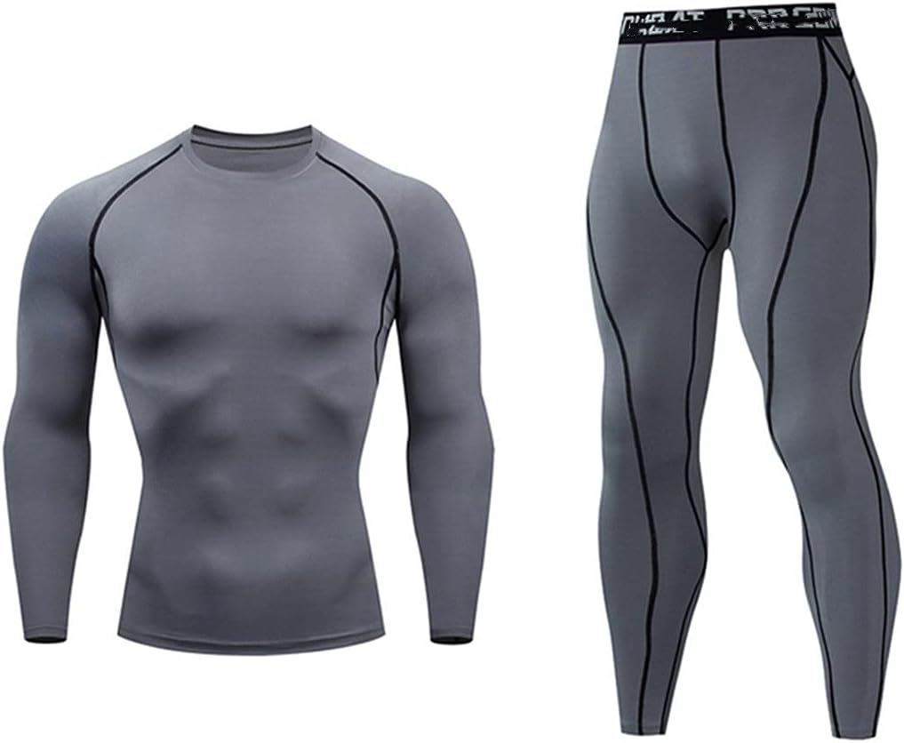 Quick Dry Men's Thermal Underwear Sets Running Compression Sport Suits Basketball Tights Clothes Gym Fitness Jogging