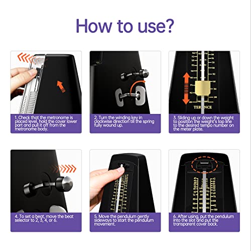 TERENCE Métronome Mécanique avec Minuterie et Tempo Précis Métronome en Métal Pour Guitare Piano Guitare Basse Tambour… - Les Beatles, Paul McCartney, John Lennon, RIngo Starr, George Harrison TERENCE Métronome Mécanique avec Minuterie et Tempo Précis Métronome en Métal Pour Guitare Piano Guitare Basse Tambour… – Image 7