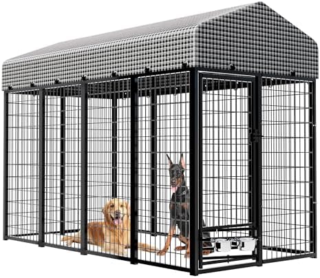 Large Dog Kennel Outside with Roof, Heavy-Duty Indoor Outdoor Dog...