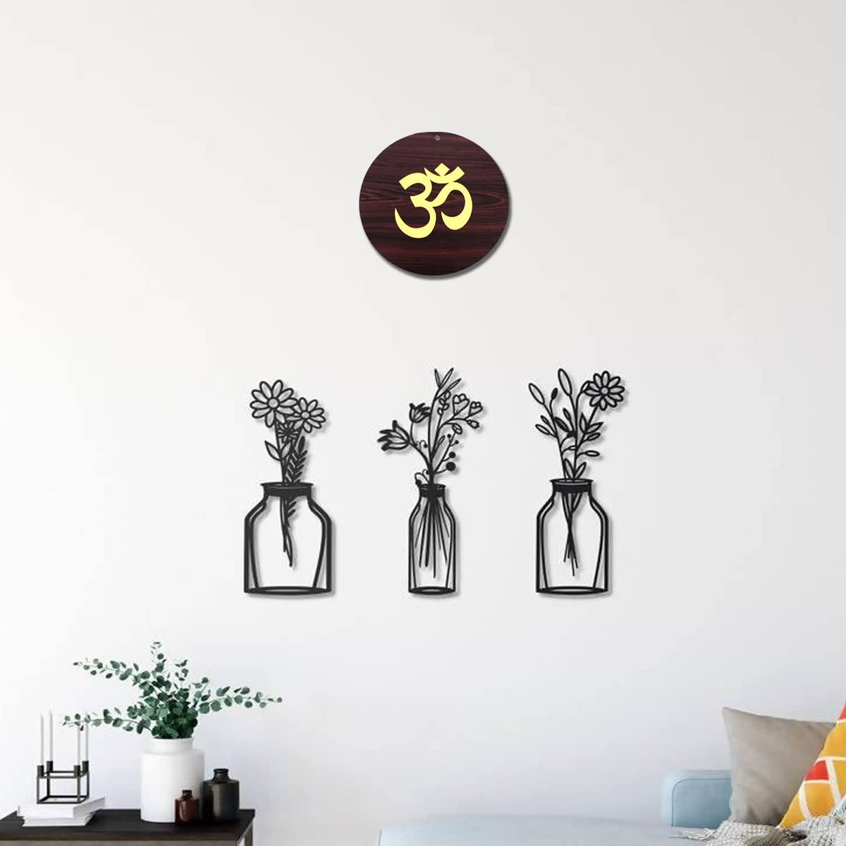 DULI Dream Catcher Traditional Indian Dreamcatcher Wall Art for Bedrooms, Home Wall, Hanging Design, Height 75 cm (Blue),Metal, Feathers Dreamcatcher (MDF_Hanging-Om) 2