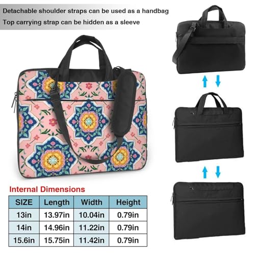 Maletín Mandala Bloom Floral para Laptop 14" Impermeable miniatura 3