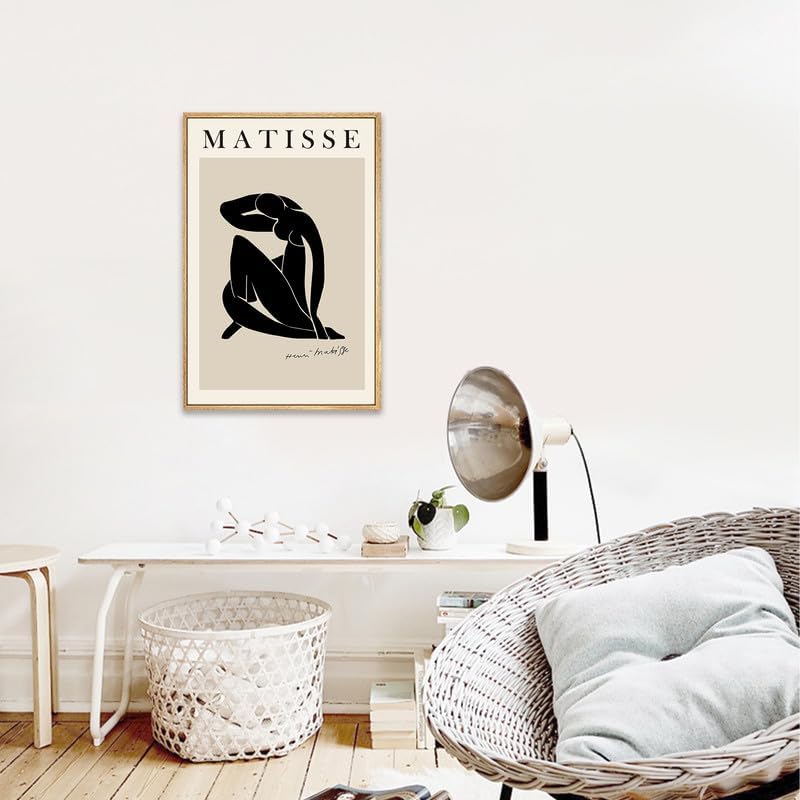 Miniatura 3 de Zzuyi Henri Matisse - Arte de pared enmarcado, arte de línea de cuerpo negro y beige para mujeres, impresiones artísticas bohemias para dormitorio