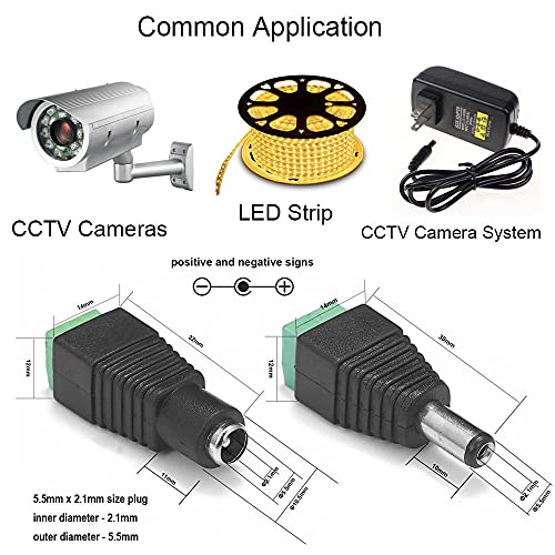 exgoofit DC Power Connector 15 Pairs 12V Male+Female 2.1x5.5MM DC Power Jack Plug Adapter Connector for CCTV Camera and LED Strip Light - Image 5