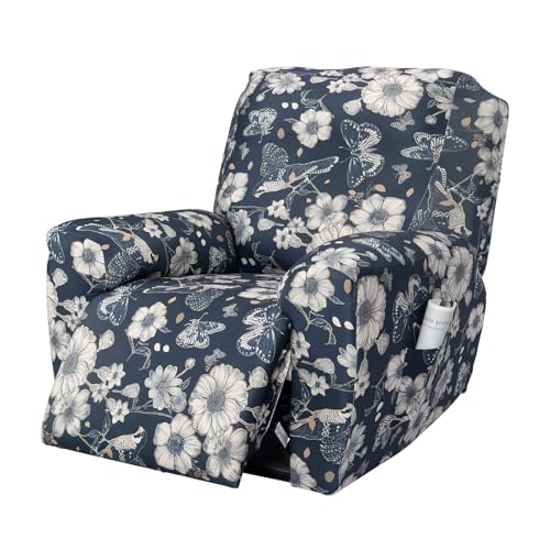 FUANGUI Recliner Chair Cover 4-Pieces Lazyboy Cover for Recliner Chair with Storage Pockets Furniture Protector for Living Room,Jacquard Sofa Slipcover for Kids, Pets, Dog and Cat, 25