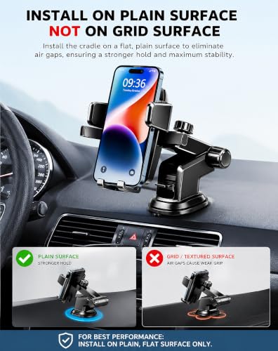 Image of CIRYCASE Car Phone Holder, [Ultra Powerful Suction] Universal Dashboard Phone Holder for Cars, Hands-Free & Case Friendly (Cradle Car Dashboard 002)