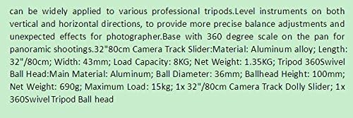 GOWE 80cm 32" Camera Track Dolly Slider Video Stabilization System + Aluminum Ballhead