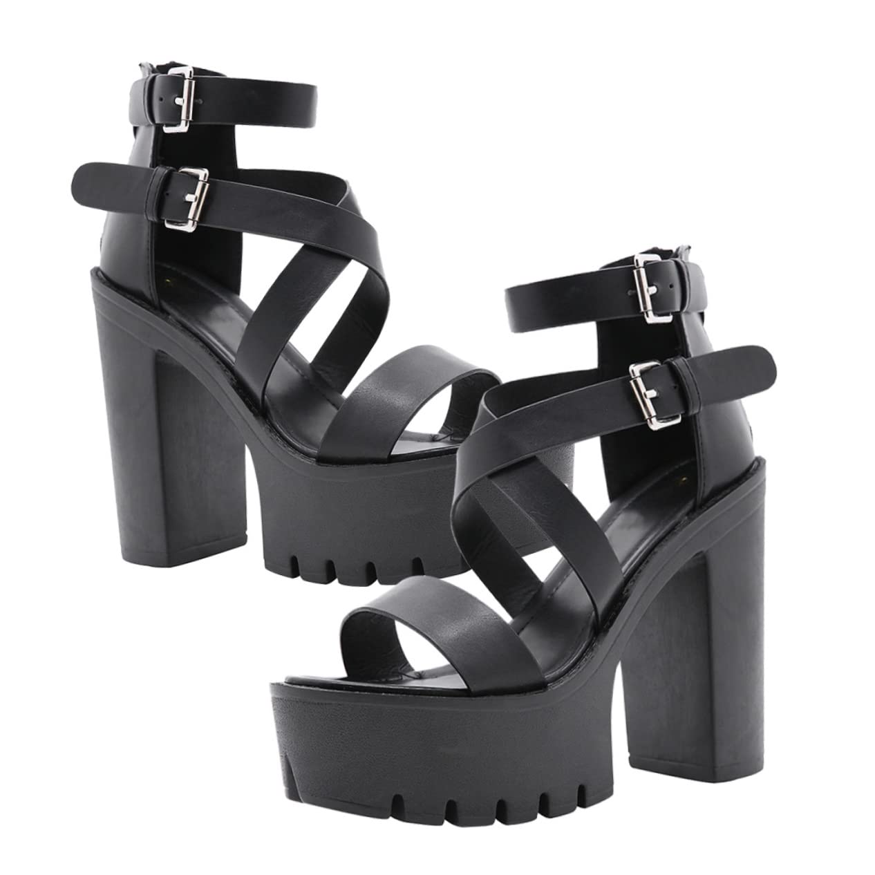 BUGUUYO High Heeled Girl Rome Sandals Stylish Buckle Detail Fashionable Summer Shoes