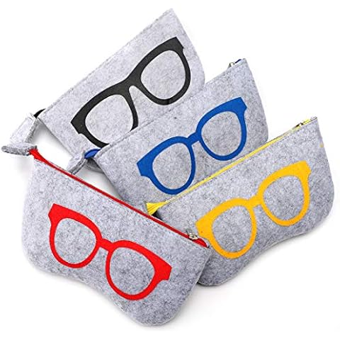 Soleebee 4 Pack Portable Eyeglasses Bag Case Soft Felt Zipper Glasses Purse Bag Makeup Storage Pouch Multicoloured Cover