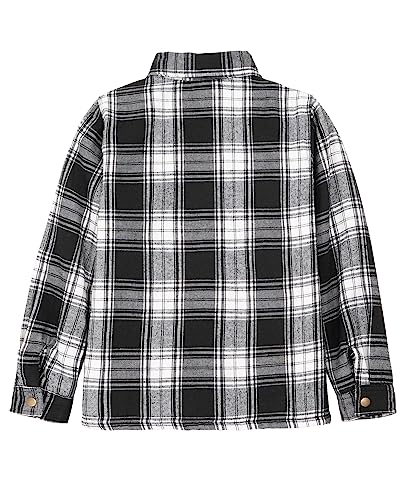 ZENTHACE Toddlers and Kids Boys Girls Sherpa Lined Snap Flannel Shirt Jacket,Cozy Plaid Shacket (Gender-Neutral)2