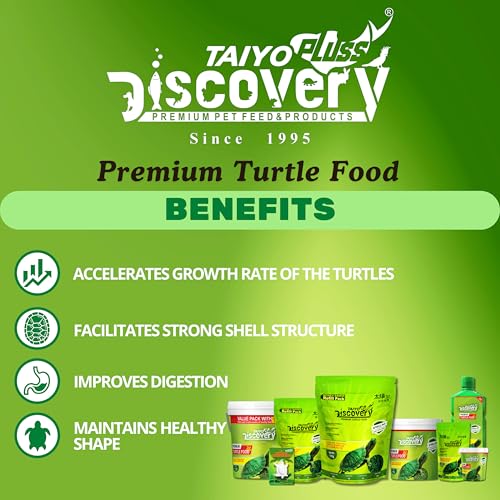 Image of Taiyo Pluss Discovery Turtle Food - 45 g (Buy 1 GET 1) Bucket Container (Improved Formula) | Complete Daily Nutrition Sticks with Spirulina & Vitamin C | Supports Shell Strength & Growth