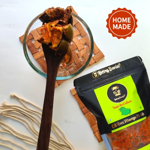 Image of Being Bania Homemade Oil Free Mango Pickle, 500g | Aam ka Achar | Authentic and Traditional | Handmade with no preservatives | Natural Aam Achar