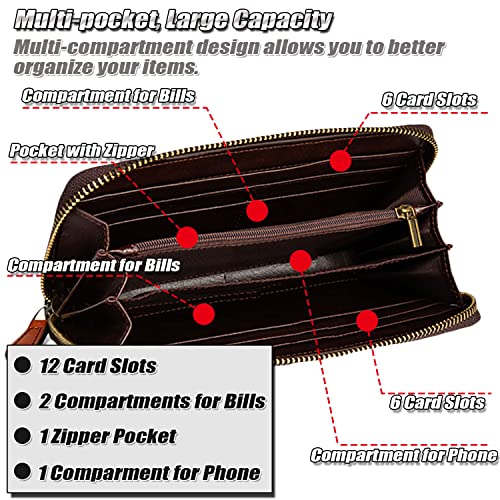 Women's Crocodile Print Genuine Leather Wallet Vintage Multi-Color Wristlet with Phone Pocket (Yellow/Blue)4