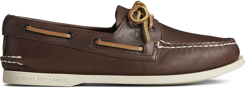 Men's Authentic Original 2-Eye Leather Boat Shoe, Smooth Brown, 10.5