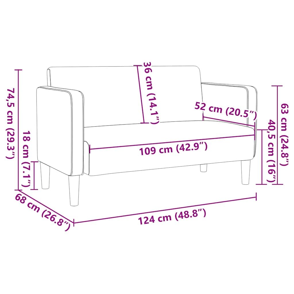 Canapé 2 Places, Causeuse de Salon Fauteuil Sofa 2 Places Causeuse Vert foncé 124 x 68 x 74,5 cm Tissu Velours côtelé