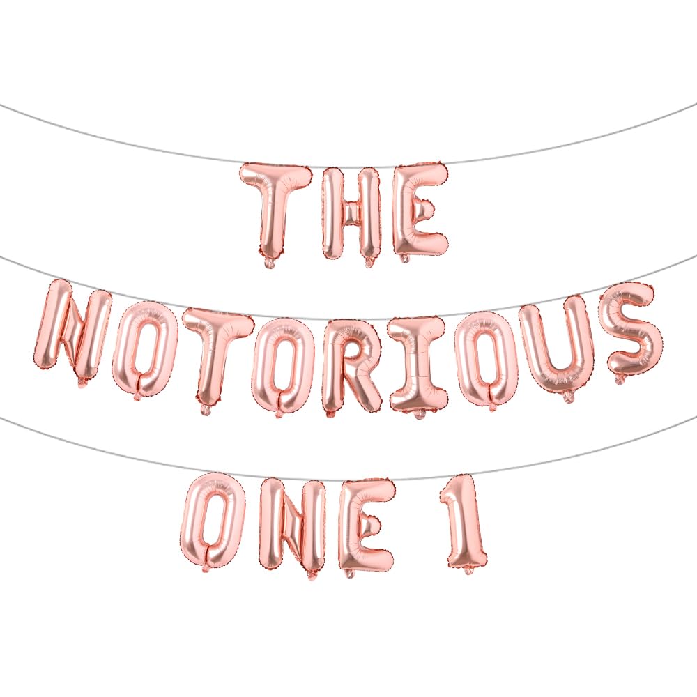 The Notorious One Birthday Decorations Kit The Notorious One Cake Topper Balloon for Hip Hop First Birthday The Big One 1st Birthday Party Decorations (THE NOTORIOUS ONE 1 Rose Gold)
