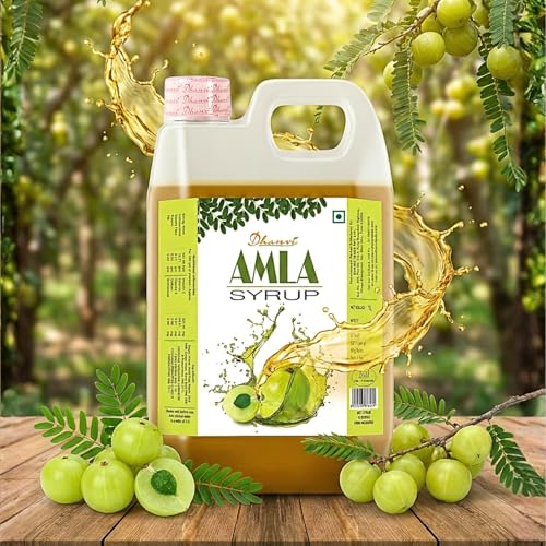 Image of Dhanvi Amla Ginger Syrup - 1 Litre | Gooseberry Awla Sharbat for Daily Use
