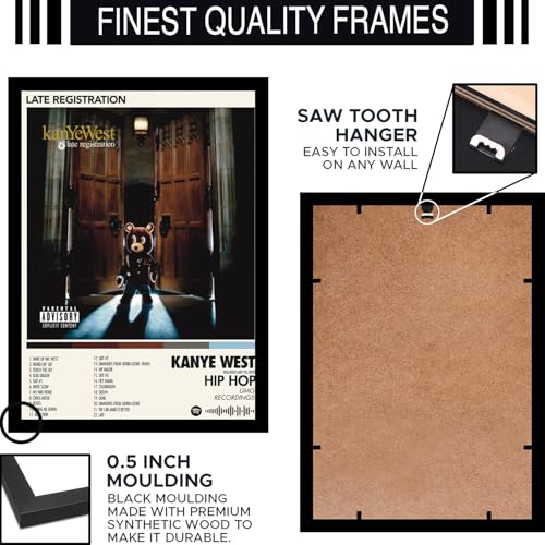 Image of BLINKART KANYE - Late Registration Wall Photo Frames | Wall Art for Bedroom, Living Room, Studio or Office | Album Cover Print with Spotify Song Link QR Code | Gift for Fans - 8x12 In