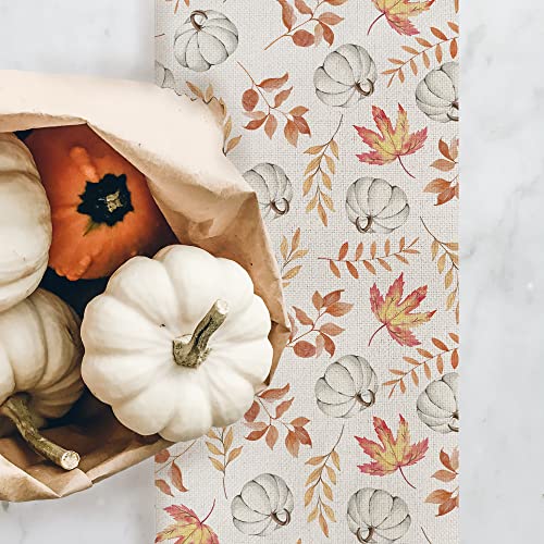 Arkeny Fall Thanksgiving Table Runner 13X72 Inches,Pumpkin Maple Leaf,Seasonal Burlap Farmhouse Indoor Table Autumn Decoration For Home Party At263-72 #TOP3