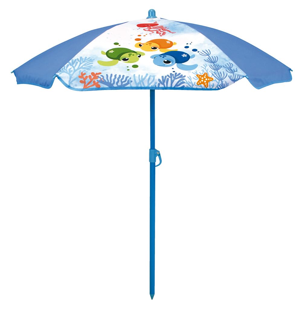 FUN HOUSE MA Petite Carapace Table Pique-Nique H.53 X L.95 X Ø 100 CM avec Parasol Tortue H.125 X Ø 100 CM pour Enfant, Bleu