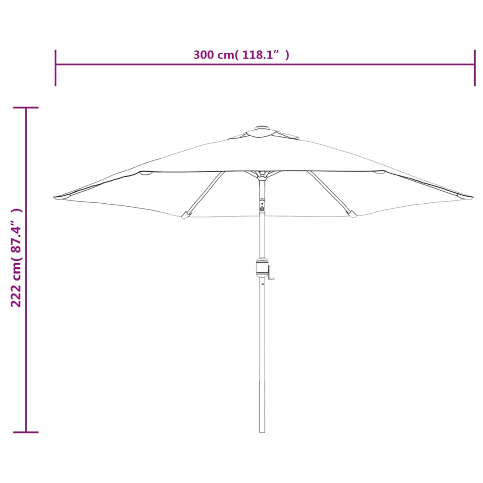 Homgoday Sombrilla de jardín con Palo de Metal Antracita 300 cm Sombrilla de Jardín,Protección UV Sombrilla Jardín Grande Orientable Jardín Parasol Balcón