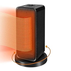 2022 Nieuwe ventilatorkachel energiebesparend met thermostaat, keramische verwarming infraroodverwarming 600/1200W, elektrische verwarming mobiel voor ruimtes tot 30 m², bescherming tegen oververhitting, antidumping (zwart)