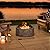 Sunjoy 26 in. Stone Fire Pit, Patio Outdoor Round Wood Burning Fire Pits for Outside with Spark Screen and Poker, Brown & Black