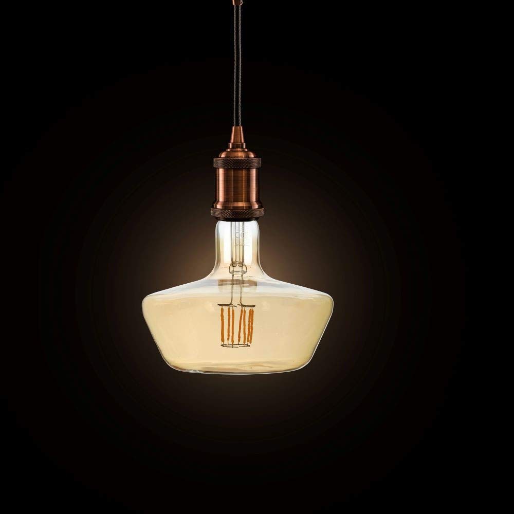 BOMBILLA T180 LED 8W FILAMENTO GRANDE E27 ATAQUE LUZ CA'LIDA 2200K VIDRIO COLOR AMBAR VT-2308 2790