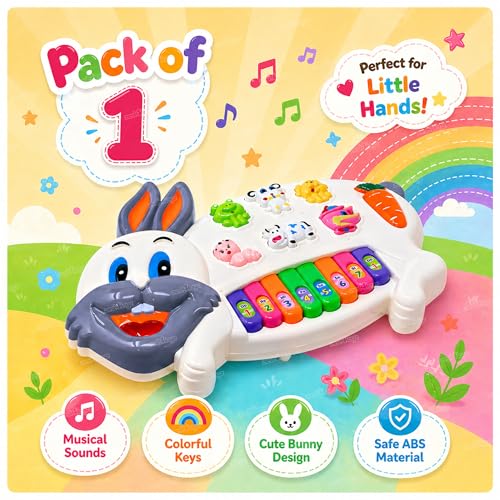 Image of Zest 4 Toyz Piano Keyboard for Kids Rabbit Piano Musical Toys for Kids with Flashing Lights & Sound Toy Music Keyboard Baby Toy Educational Toys for 3 Year Old+ (Multicolor)