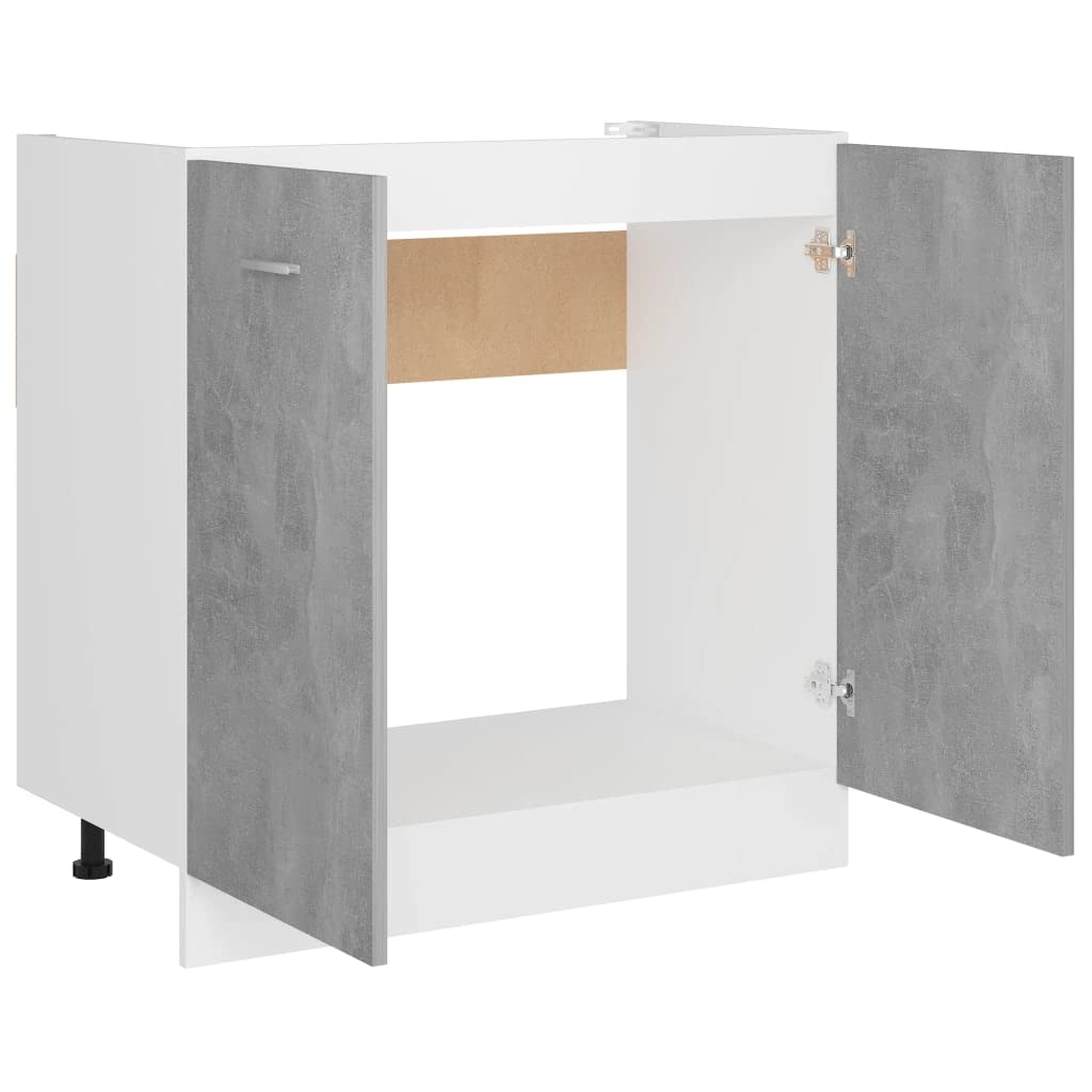 vidaXL Armoire de Plancher d'évier Gris béton 80x46x81,5 cm Aggloméré