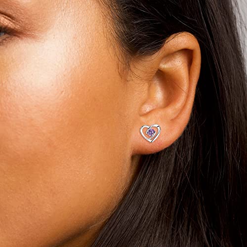 GUROTD 4 Pairs 925 Sterling Silver Stud Earrings for Women Girls Tiny Flower Heart Butterfly Hypoallergenic Cubic Zirconia Diamond Cartilage Earrings Set - Image 3