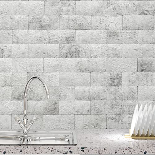 Image of Art3d 102-Pack Peel and Stick Backsplash, Natural Stone White