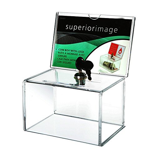 Urne avec porte-visuel et serrure,Urne plexiglass transparent ,Urne de vote avec un verrou W155xD105xH210mm Cover
