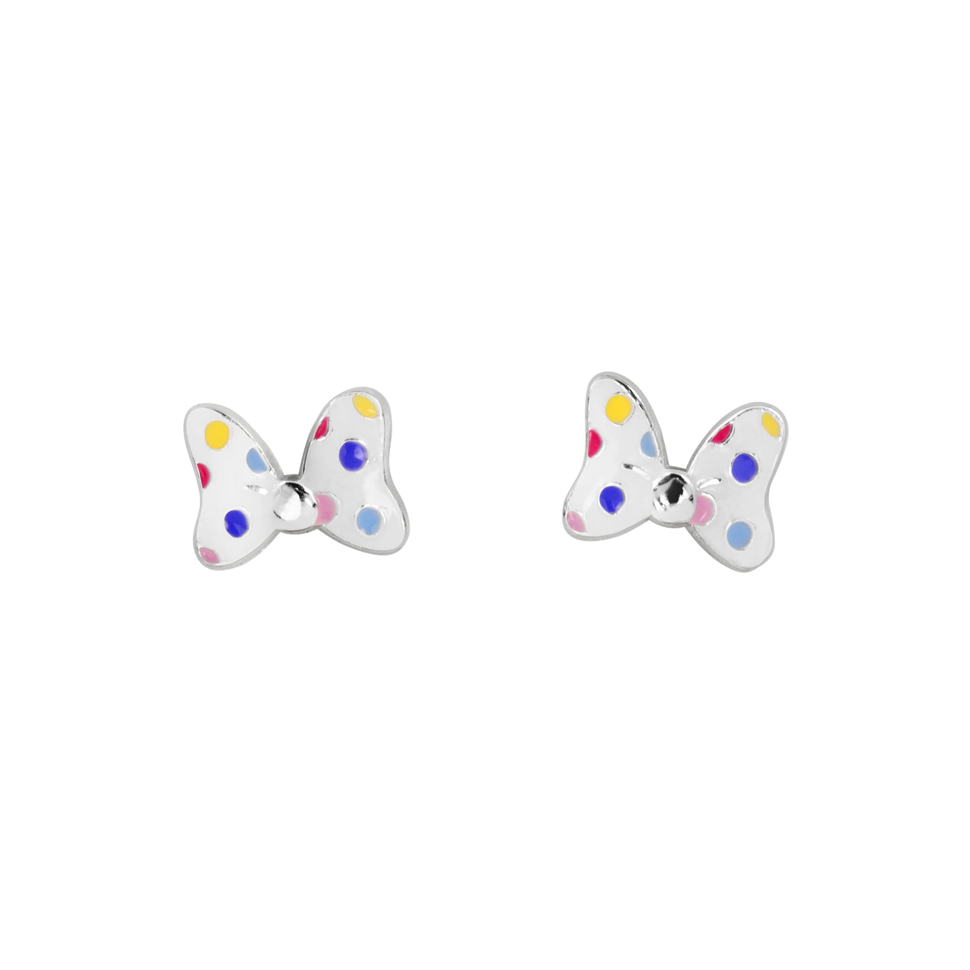 Disney Sterling Silver 925 Womens Minnie Mouse Polka Dot Bow Stud Earrings