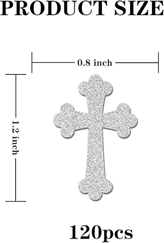 Miniatura 2 de Confeti de cruz con purpurina plateada, confeti de mesa de Dios bendiga, cumpleaños, boda, bautizo, baby shower, bautizo, papel de paty, decoración