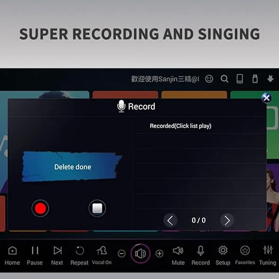 Karaoke System with Touch Screen, Wireless Microphone, AI Voice Control, and Multi-Language Support for Home Entertainment and Parties