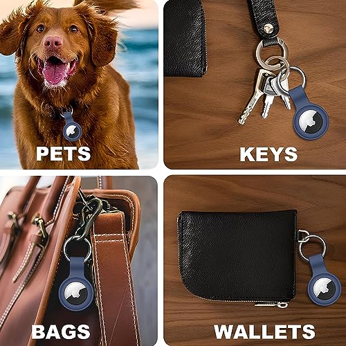 Image of LIRAMARK Airtag Case for Apple Airtags Silicone Case Protective Cover for Airtag Case Locator Tracker Anti-Lost Device Keychain Protection Sleeve (Blue)