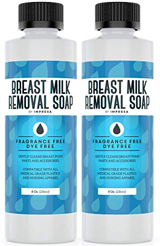 2-Pack of 8 Oz Breast Milk Removal Soap - Clean Your Pump Parts, Bottles, Nipples and Nursing Apparel Quick - 16 Total Ounces - Fragrance-Free, Dye-Free - Made in The USA - by IMPRESA