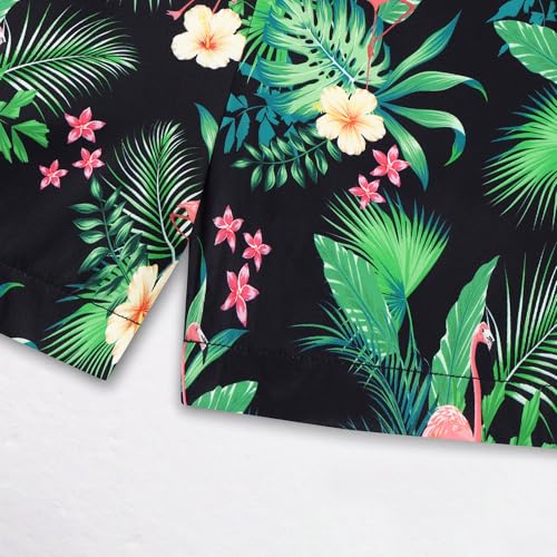 Image of Weixinbuy Boys Summer Outfits Short Sleeve Hawaiian Shirt and Shorts Vacation Set for Kids Summer Clothes Set