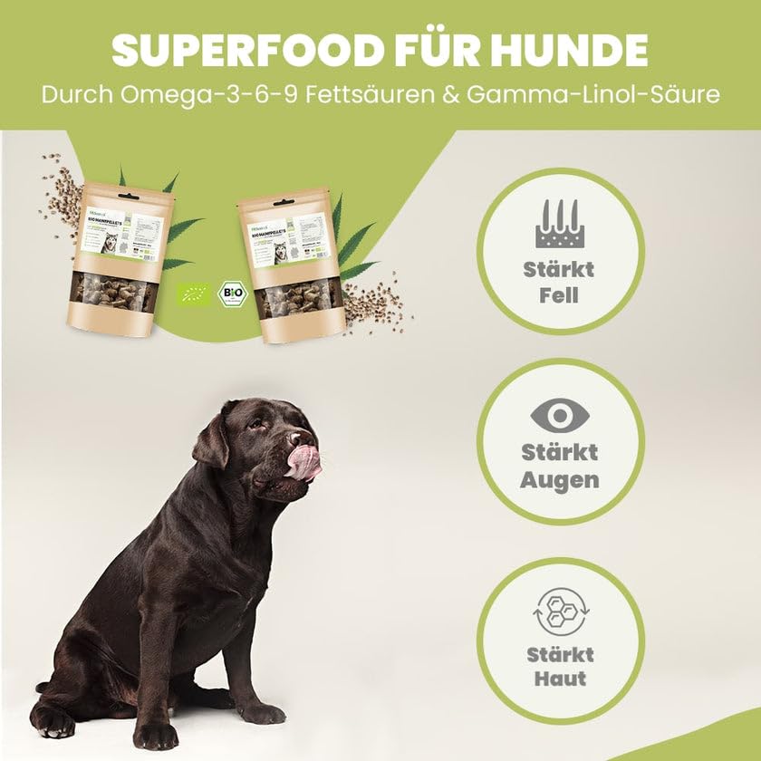 SANUUS Vegane Hundeleckerli Bio Hundesnacks aus Hanfpellets 2x500g - 100% natürliches Hundeleckerli getreidefrei für Hunde als Trainingsleckerli oder Hundesnack vegetarisch - Made im Allgäu