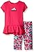 adidas Toddler Girls' Short Sleeve Tee and Capri Set, Shock Pink, 2T