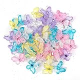 Framendino, 50 Pack Organza Butterflies Sheer Mesh Wire Glitter Butterfly Nylon Green Delicate Gem for Home Wedding Decoration 5 Colors