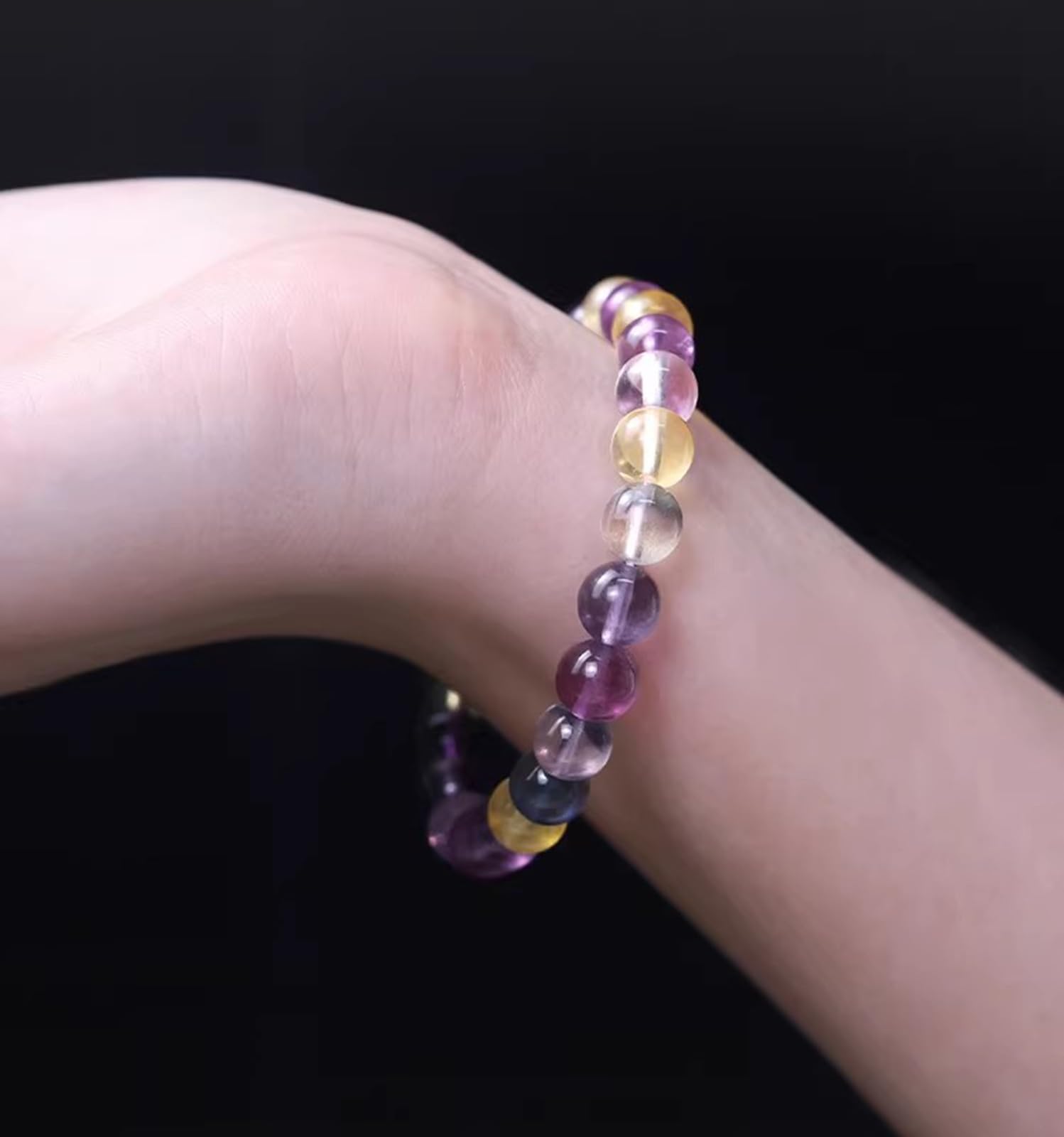 Pulsera de fluorita Multicolor Natural para Mujer, Cuentas de Cristal de 8 mm, joyería de Piedras Preciosas de Verano, Regalo para atraer Riqueza para tu Mejor Amiga,Length 14~15cm