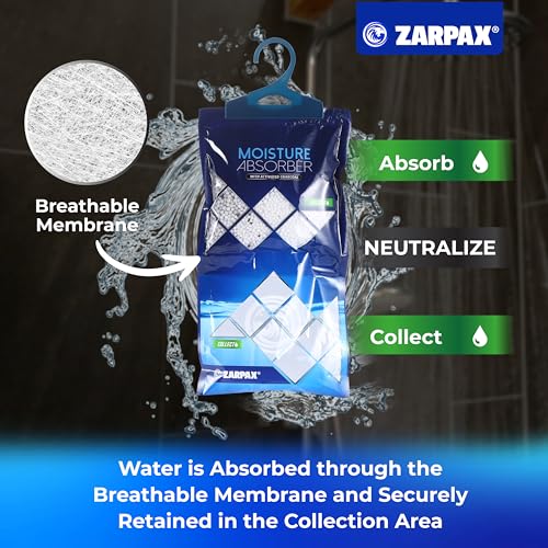 ZARPAX Hanging Moisture Absorber Activated Charcoal 10.6 oz/300g | Moisture Absorbing Bags for Bathroom, Closet & Kitchen | Removes Moisture, Humidity & Odors | Portable Dehumidifier | Set Of 10 by Zarpax - Image 4