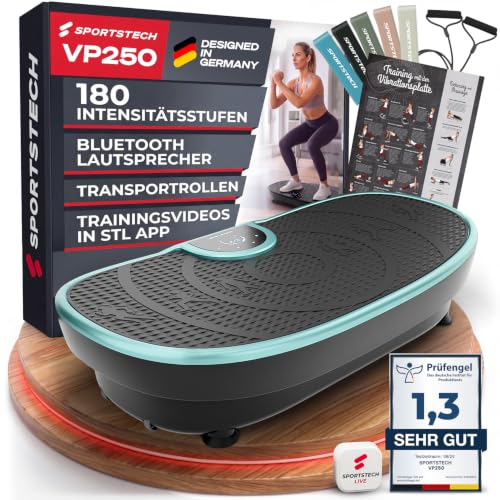 Sportstech Vibrationsplatte VP250 | Deutsche Qualitätsmarke | Curved Slim Design | Fettverbrennung...