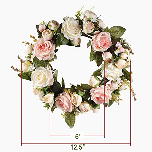 Haperlare Handmade Pink Peony Wreath Floral Artificial Simulation Garland Wreath Pink Wreath Christmas Wreath For Home Door Christmas Wedding Party Decoration 12.5 Inch #TOP5