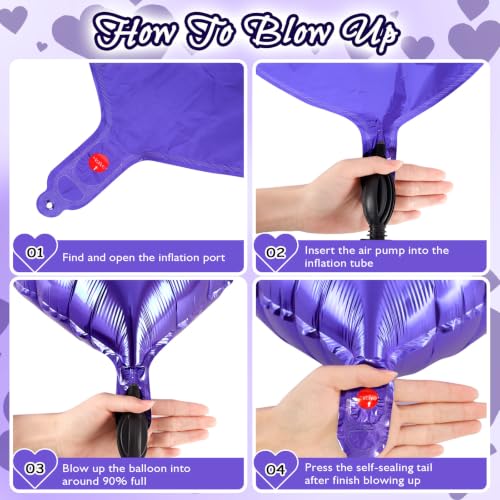 Image of 36 Pcs Purple Heart Balloons,18 Inch Heart Foil Balloons Valentine Balloon for Wedding Engagement Party Valentine Day Decorations