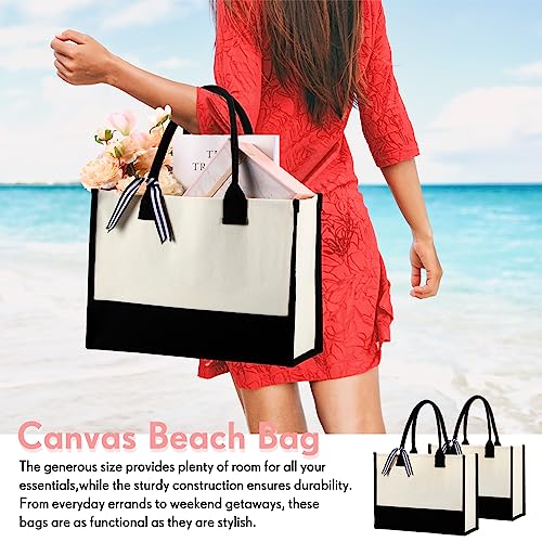 Image of Sweetude Canvas Tote Bags for Women Classic Initial Beach Bags with Handles Sublimation DIY Blank Personalized Tote