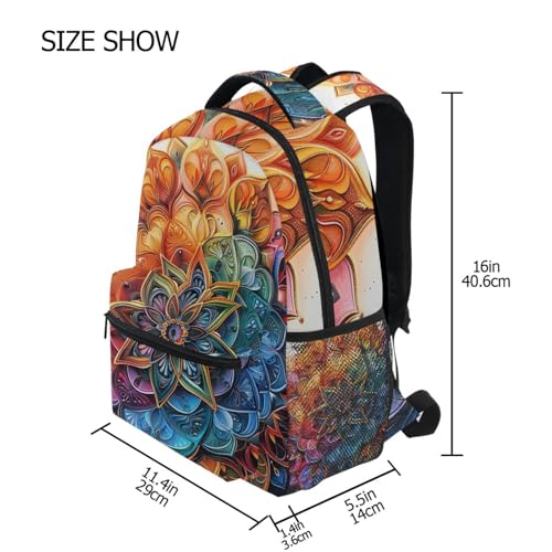 Abstract Colorful Mandala Flower (1) Laptop Backpack for Women Men, Personalized College Bookbag Travel Bag Casual Daypack back packs2