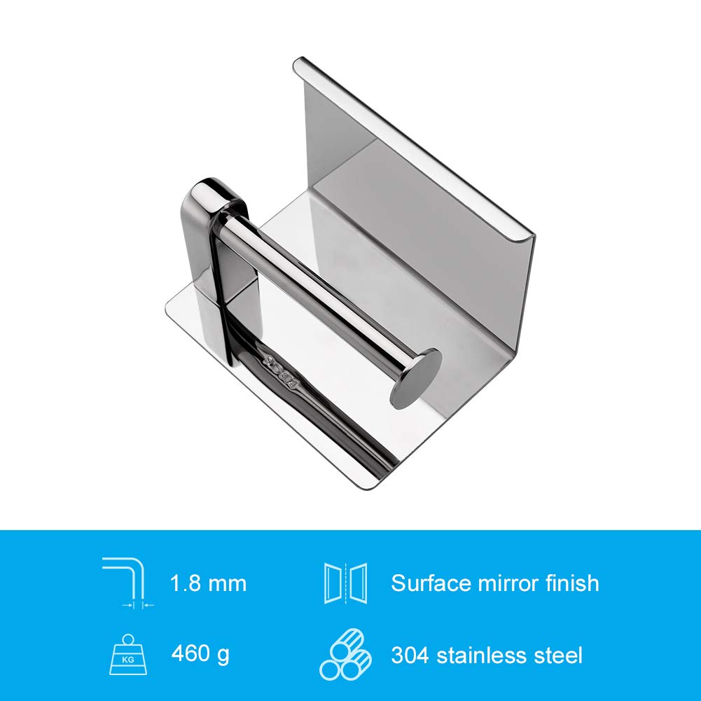 Ibergrif Porta Carta Igienica Adesivo Da Parete - Con Porta Cellulare Per Bagno, Acciaio Inox - Foto 9