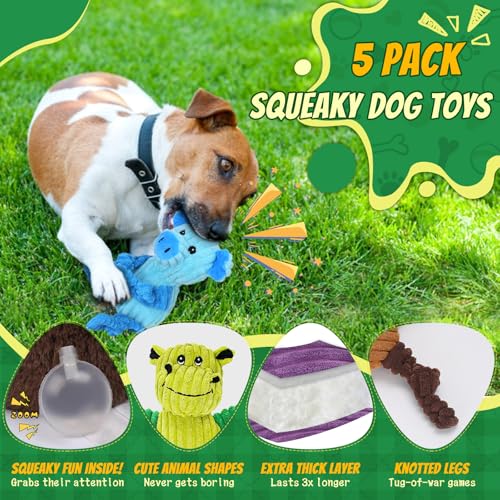 Paquete de 5 Juguetes Sonoros para Perros de Peluche Resistentes miniatura 3
